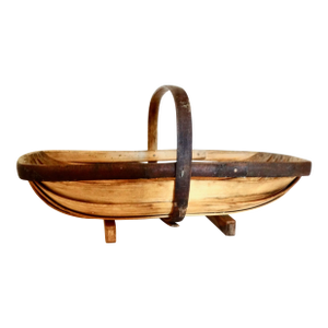 Antique English Rustic Garden Trug Basket
