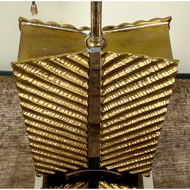 Vintage Hollywood Regency Maison Baguès Brass and Chrome Table Lamp For Sale - Image 9 of 11