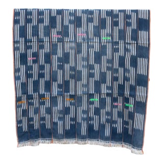 Vintage Baoule African "River Stripe" Ikat Throw For Sale