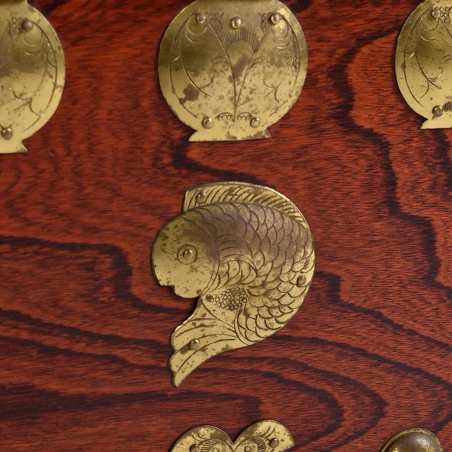 Vintage Asian Chinoiserie Rosewood Tansu Chest Nightstand or End Table Brass Hardware For Sale - Image 6 of 12
