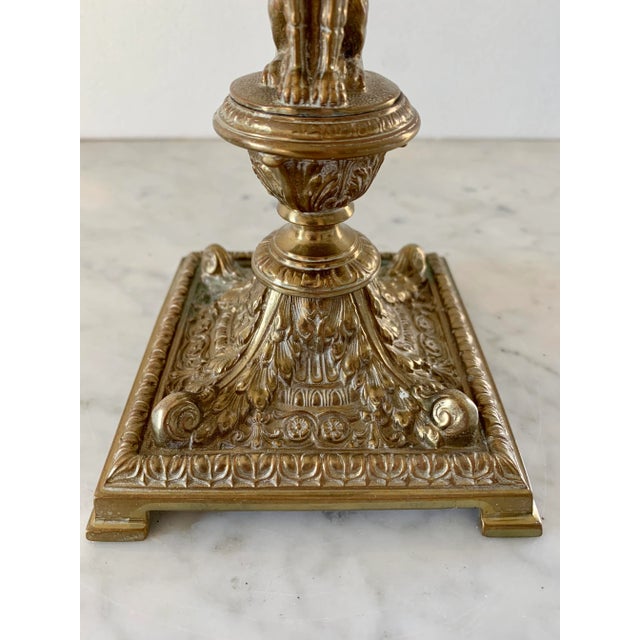 Metal 19th-Century Egyptian Revival Gilt Bronze Sphinx Candlesticks, Pair For Sale - Image 7 of 13