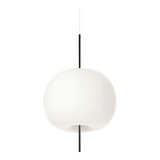 Large 'Kushi' Opaline Glass and Metal Suspension Lamp for Kdln in Black For Sale