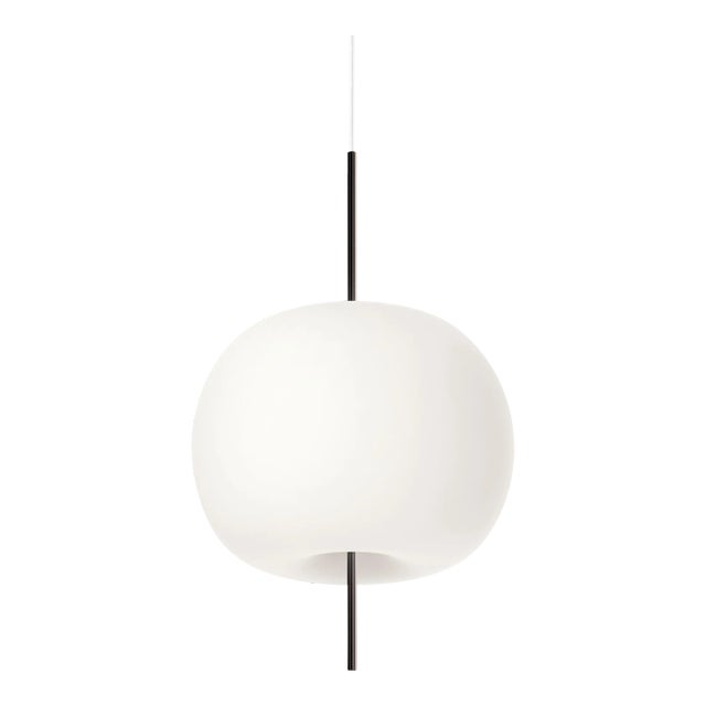 Large 'Kushi' Opaline Glass and Metal Suspension Lamp for Kdln in Black For Sale