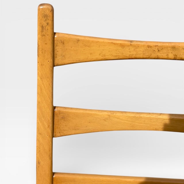 Set of Six Mid-Century Modern Ladderback Dining Chairs With New Upholstery For Sale - Image 18 of 18