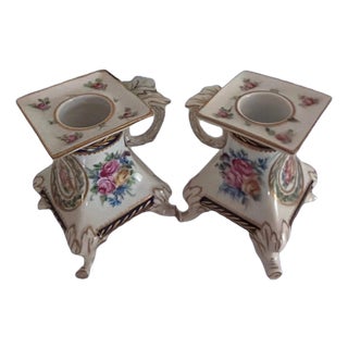 Attractive Vintage Von Schierholz Porcelain Candle Holders For Sale
