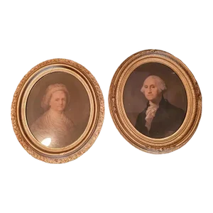 e.c. Middleton 1864 Warranted Oil Color George and Martha Washington Gold Frame