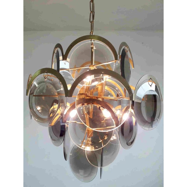 Mid 20th Century Smoked Glass Discs Chandelier by Vistosi For Sale - Image 6 of 10