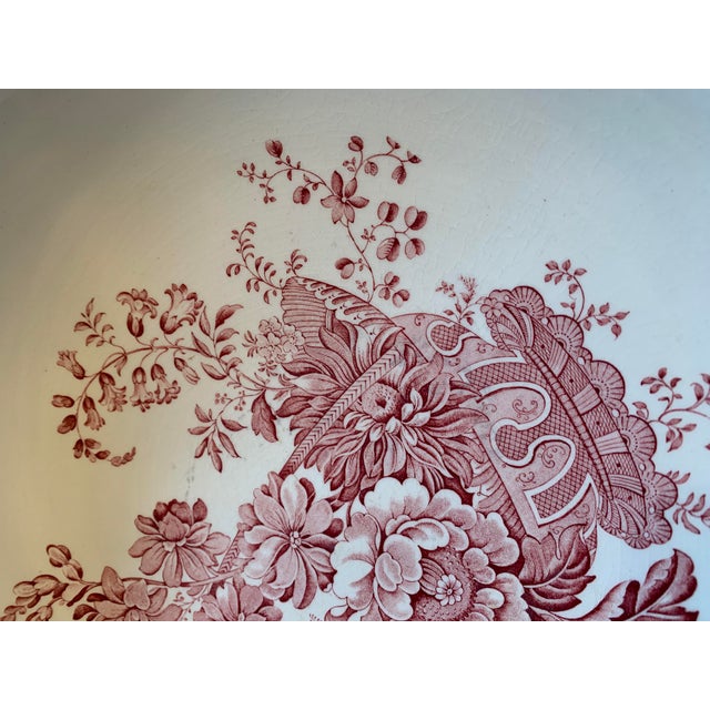 Ceramic Vintage Pink Royal Staffordshire Clarice Cliff Massive Serving Bowl For Sale - Image 7 of 12