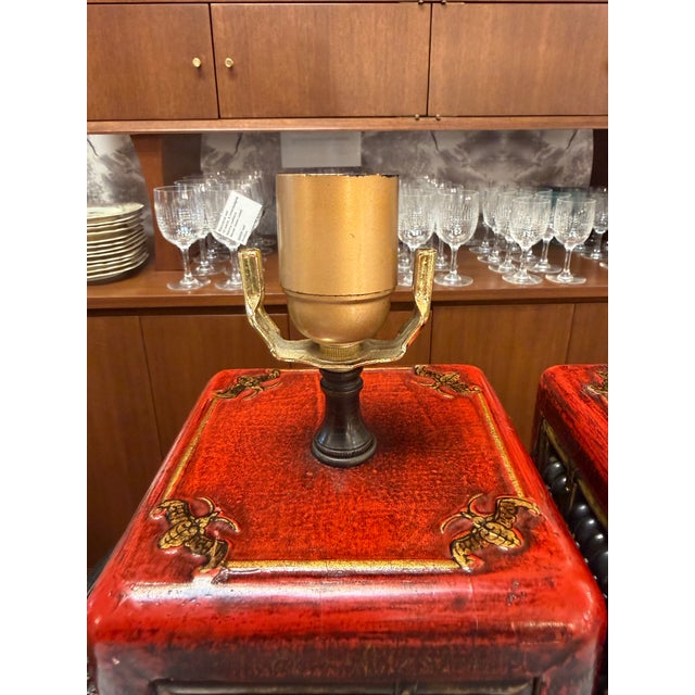 Exceptional Vintage Gilt Wood Chinoiserie Hand Made Lacquered Suanpan/ Abacus Table Lamps a Pair For Sale - Image 4 of 8