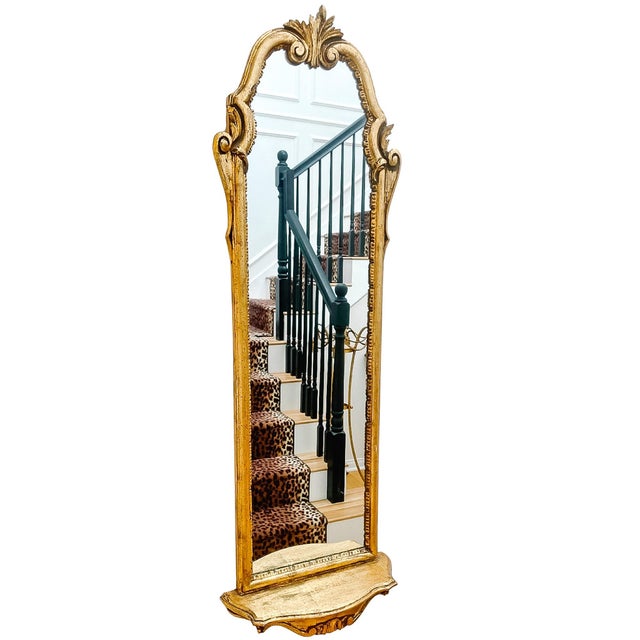 Mid 20th Century Italian Giltwood Pier Mirror With Integrated Console Shelf For Sale - Image 4 of 9