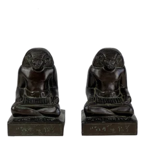 Vintage Pair of Egyptian Revival Bronze-Clad "Scribes" Bookends, Early 20th Century