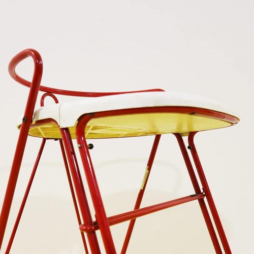 Red Metal Step Stool with White Plastic Seat from Norda For Sale - Image 4 of 12