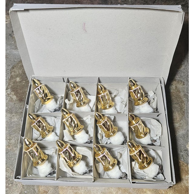 Vintage Set of 12 Czechoslovakian Glass Candlestick Clip-on Christmas Tree Ornaments For Sale - Image 11 of 14