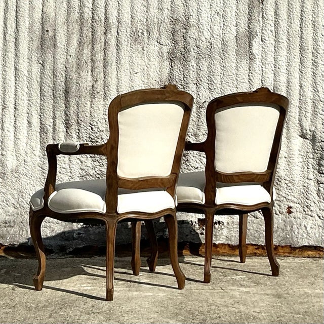 Traditional Vintage Regency Carved Fauteuil Chairs - a Pair For Sale - Image 3 of 6