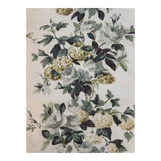 Cowtan and Tout Rose & Hydrangea Linen Blend Fabric 10 Yards in Sky Teal For Sale