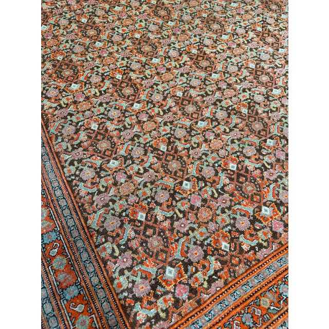 19th Century Antique 1880s Senneh Kurdistan Fish Design Rug For Sale - Image 5 of 10