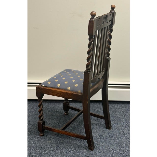 Brown Early 20th Century Barley Twist Carved Dining Chairs - Set of 4 For Sale - Image 8 of 12