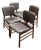 Set of 4 Vintage Mid Century Modern Danish Teak and Leather Greta Dining Chairs For Sale