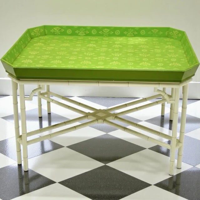 Late 20th Century Late 20th-C. Chinoiserie Tray Table W/ Chippendale Faux Bamboo Base For Sale - Image 5 of 7