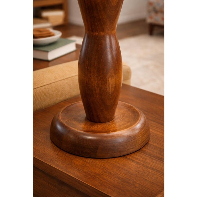 Late 20th Century Mid-Century Modern Sculpted Walnut Table Lamp – 30” Tall For Sale - Image 4 of 6