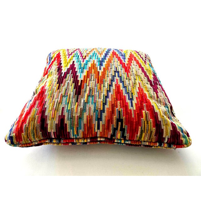 2000 - 2009 Kravet Couture Ikat Flame/Chevron Carved Velvet 22" Pillows For Sale - Image 5 of 15