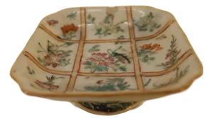 Antique 18th Century Chinese Export Famille Rose Porcelain Pedestal Dish