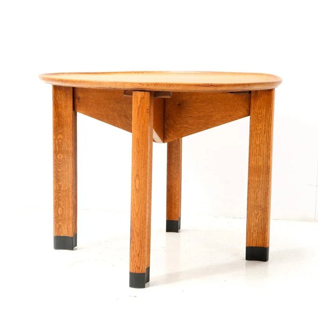 Art Deco Amsterdam School Oak Side Table by Piet Kramer for Randoe, 1919 For Sale - Image 3 of 9