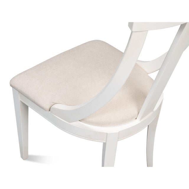 Wood Deco Klismos Dining Chairs in White with Cream Seats, Sets of 2 For Sale - Image 7 of 11