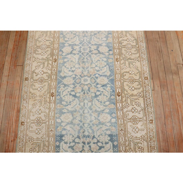 Early 20th Century Early 20th Century Blue Khaki Persian Malayer Runner - 3'6" x 9'1" For Sale - Image 5 of 8