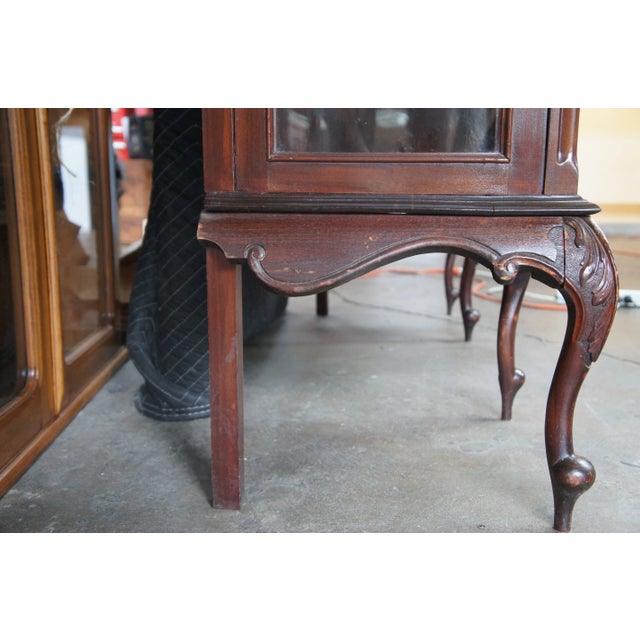 Antique English Victorian Style Mahogany Etagere Display Curio Cabinet 99" For Sale - Image 9 of 13