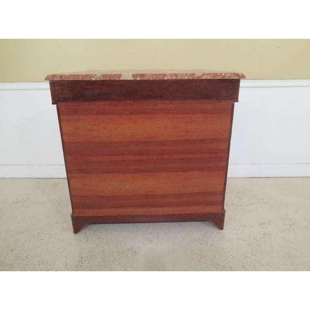 1980s Italian Marble Top Inlaid Commode With Bronze Trim For Sale - Image 9 of 10
