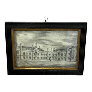 Georgian Pencil Drawing of Gisborne Court, Peterhouse Cambridge — British School in the Manner of Joseph Michael Gandy For Sale