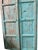 1920s Antique Turquoise Indian Arched Mehrab Painted Teak Wood Doors 87 For Sale - Image 5 of 5