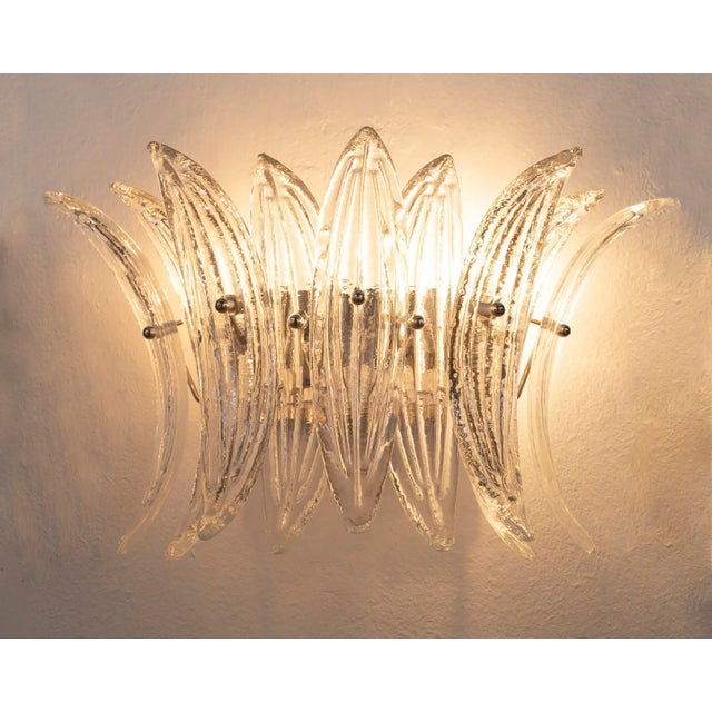 Murano Glass Wall Sconce with Leaves, Italy, 1980s For Sale - Image 3 of 10