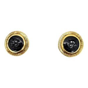 Vintage Signed Napier Goldtone & Faux-Onyx Intaglio Roman Centurion Pierced Earrings - 2 Pieces