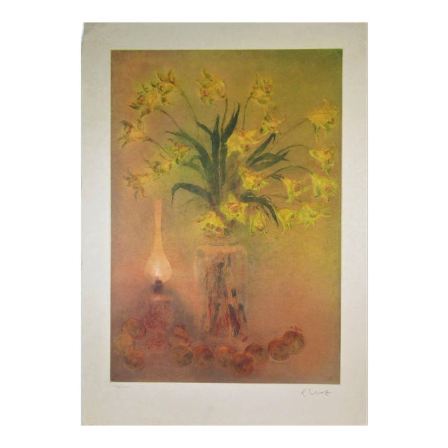 Kaiko Moti, Still Life with Lamp and Fruits, Large aquatint, Circa 1965 For Sale