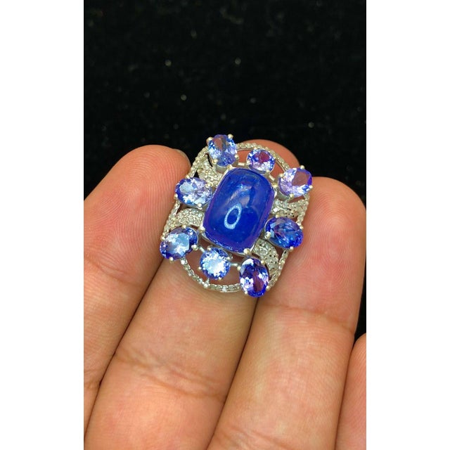 Bochic "Orient" Vintage Diamond & Tanzanite Ring Set 18K White Gold & Silver For Sale - Image 9 of 18