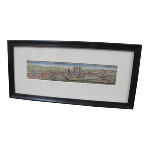 Antique French Village & Chateau Nogent Leroy Comte Hand Colored Engraving Print