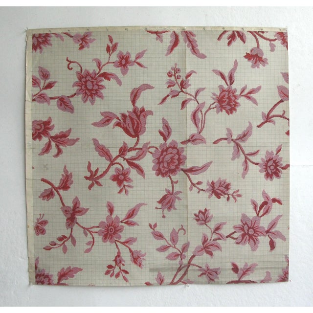 19th c. French original textile design. Gouache on paper. Each design is a one-of-a-kind, hand-painted work. The designs...
