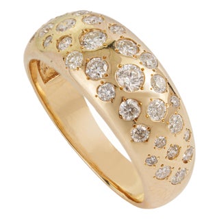 Contemporary Natural Diamond Wide Band Bombe Ring in 14k Solid Gold Size 5 For Sale