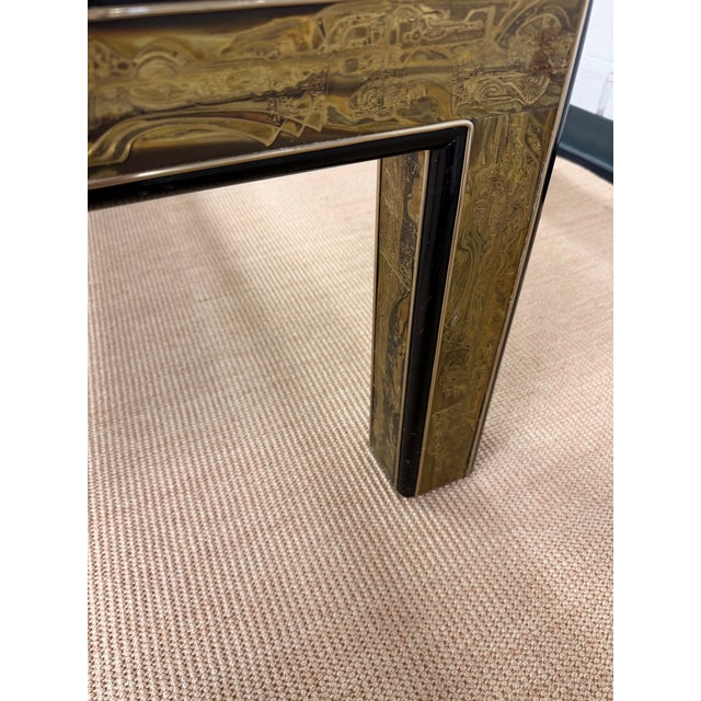 Bernhard Rohne Acid Etched Brass Coffee Table for Mastercraft For Sale - Image 9 of 12