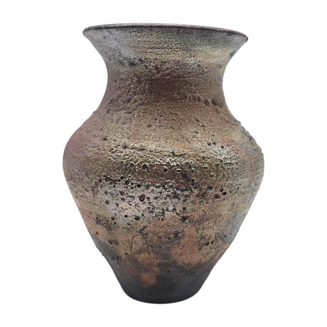 Studio Pottery Iron-Saturated Stoneware Vase – Tenmoku Glaze 8" For Sale - Image 4 of 13