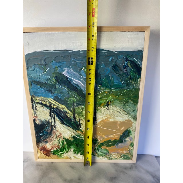 Vintage Abstract Expressionist Impasto Landscape Painting on Board in Handmade Wood Frame 12" X 15" For Sale - Image 9 of 10