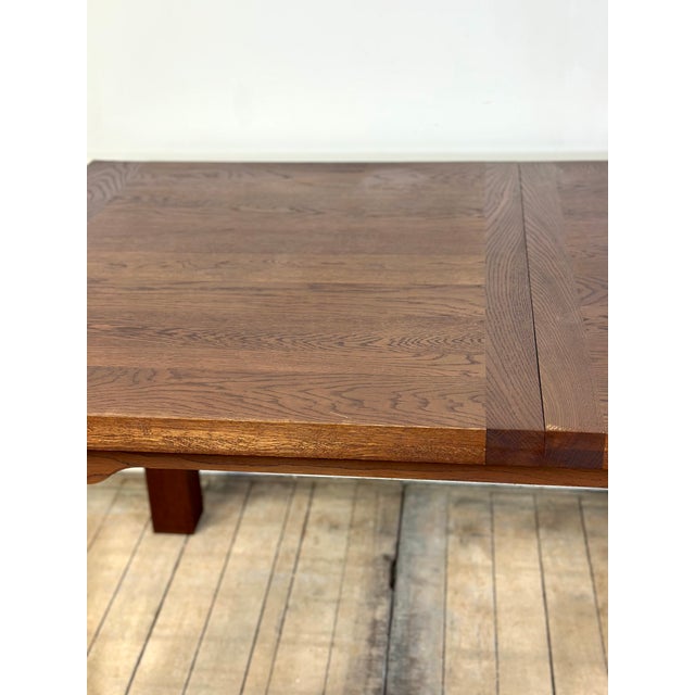 Brutalist Oak Table with 2 Extension Leaves, 1990s For Sale - Image 4 of 13