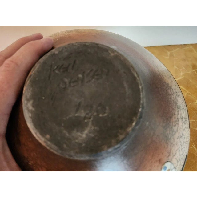 Ken Jensen Pottery Raku Vase Signed 1980 For Sale - Image 10 of 11