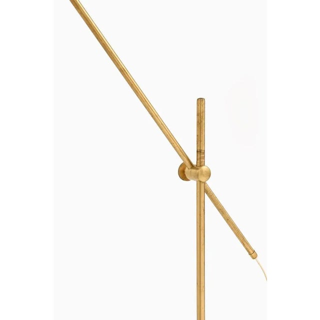 Floor Lamp in Brass and Fabric attributed to Hans Bergström, 1950s For Sale - Image 3 of 10
