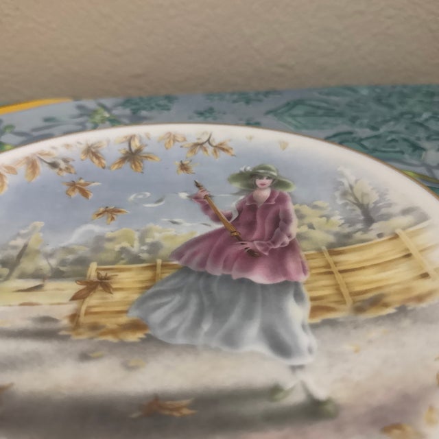 English Vintage English Bone China "Seasons of the Year: Autumn" Cabinet Plate For Sale - Image 3 of 8