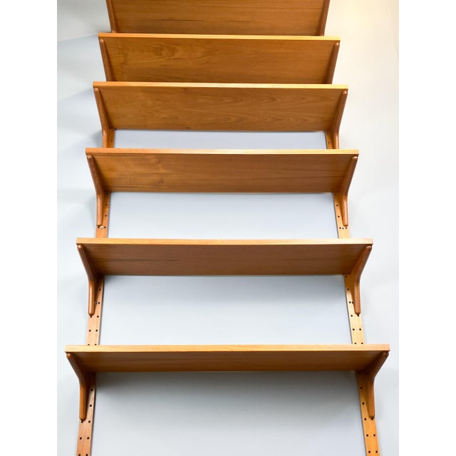 Brown Danish Wall Shelf in Teak with Aluminum Rails by Hansen and Guldborg, 1960s For Sale - Image 8 of 9