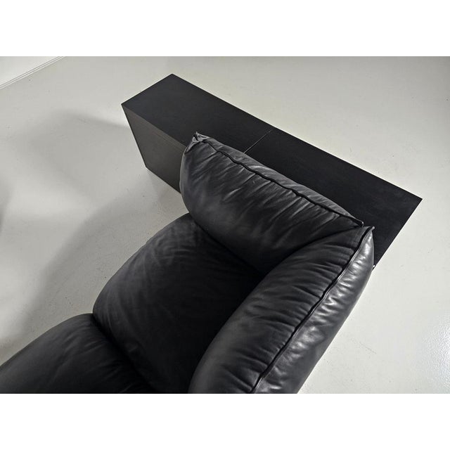 Down Sofa in Black Leather by Carlo Bartoli for Rossi di Albizzate, 1970s, Set of 2 For Sale - Image 10 of 14