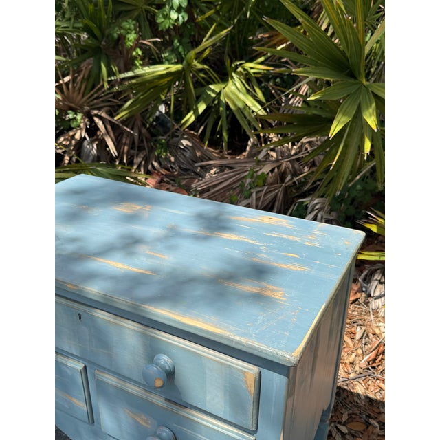 Vintage Lexington Painted Blue Accent Chest / Side Table With Three Drawers For Sale - Image 9 of 12